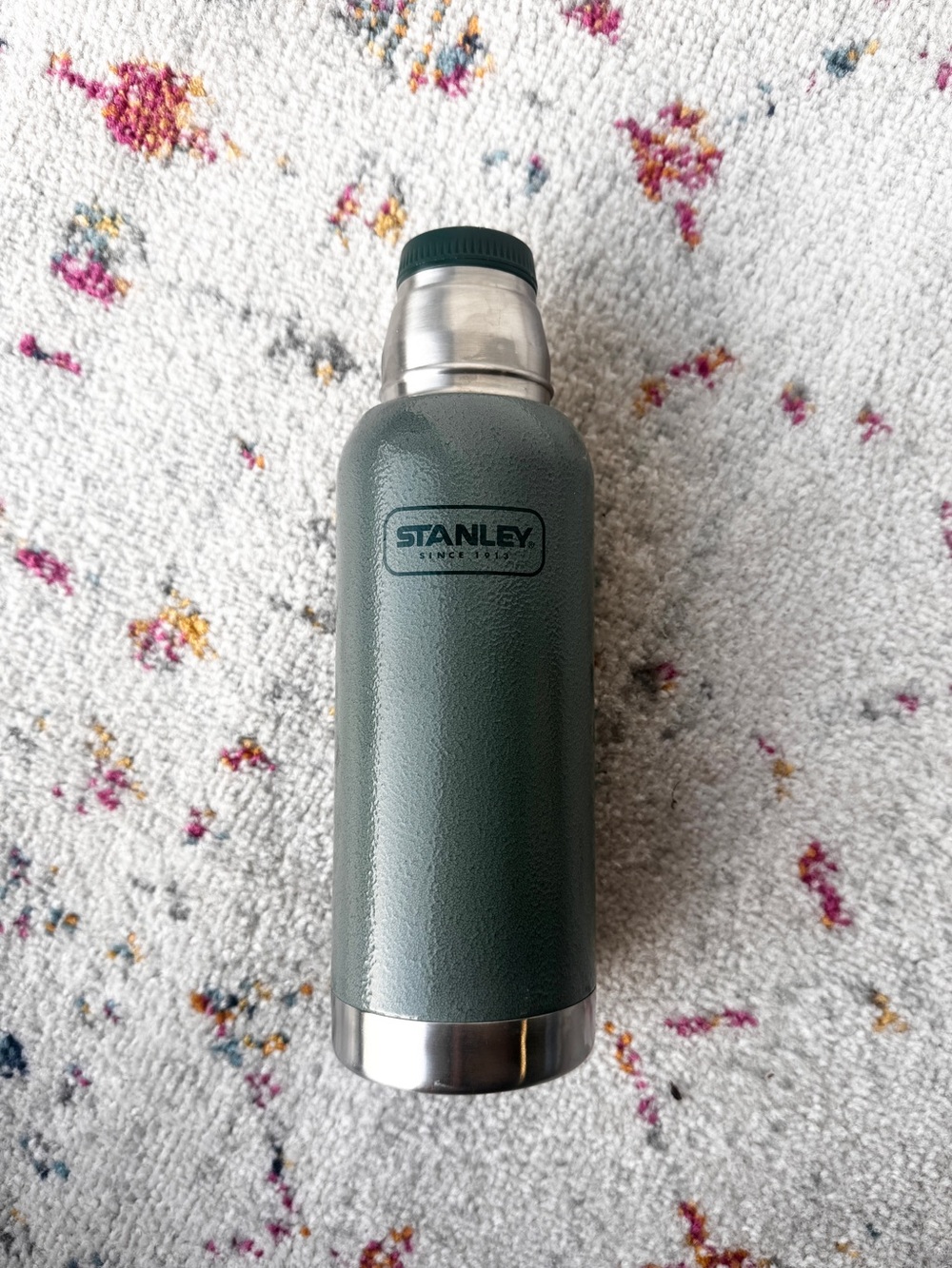 Stanley Textured Hunter Green Travel Bottle with Silver Accents